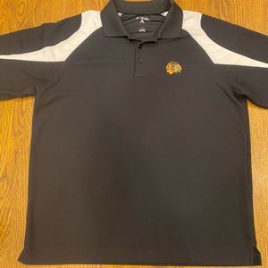Men's Chicago Blackhawks Antigua Black Polo